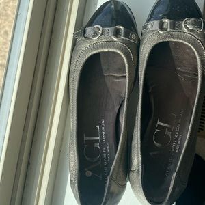 AGL cap toe flat pewter with black cap toe. Size 38